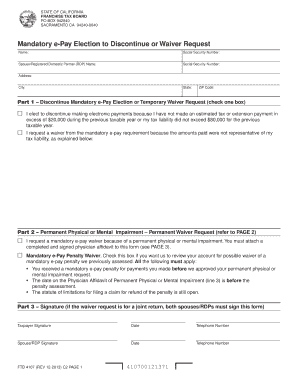 California Mandatory e-Pay Election or Waiver Request