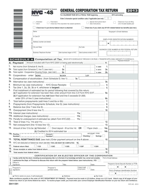New York City General Corporation Tax Return 2013