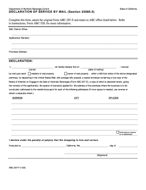 California Declaration of Service by Mail