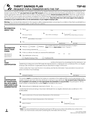 TSP-60 Form Request for Transfer