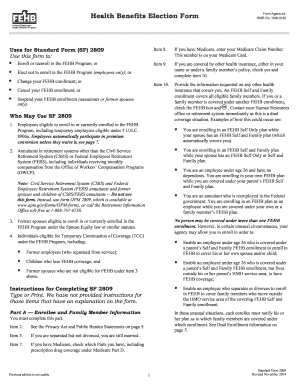 US Federal Employee Health Benefits Election Form