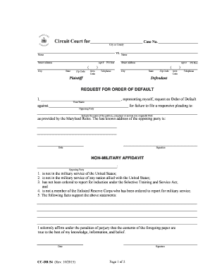 Maryland Request for Order of Default