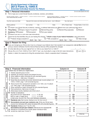 Illinois Amended Individual Income Tax Return