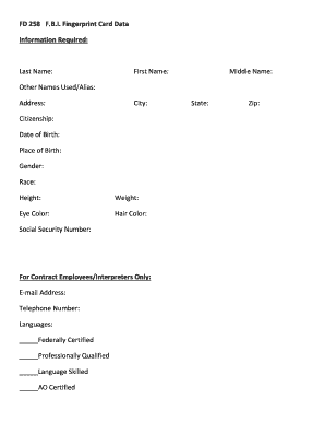 FBI Fingerprint Card