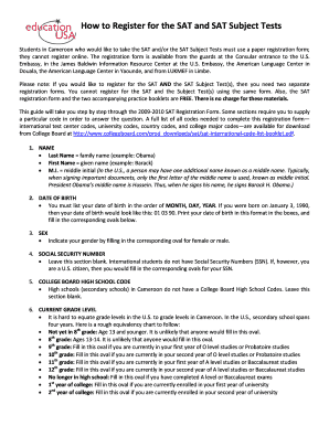 SAT Registration Form for Cameroon