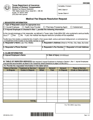 Texas Medical Fee Dispute Resolution Request