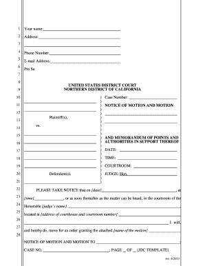 Motion Filing Notice and Forms