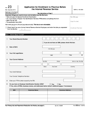 IRS Form 23 Application for Enrollment to Practice