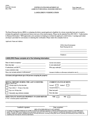 USDA Landlord Verification Form