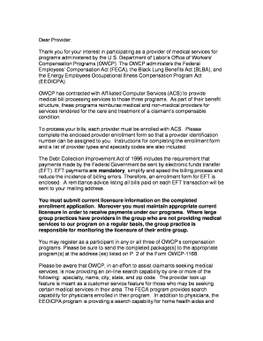US Department of Labor Provider Enrollment Form