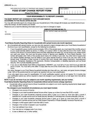 New York Food Stamp Change Report Form