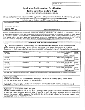 Minnesota Homestead Classification Application