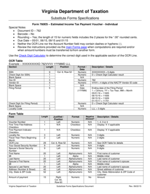 Virginia Form 760ES Estimated Income Tax Payment Voucher