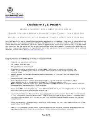 US Passport Application Checklist for Minors