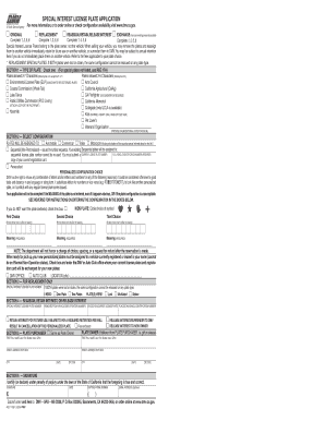 California Special Interest License Plate Application