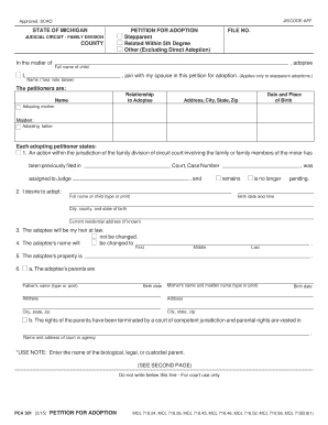 Michigan Stepparent Adoption Petition