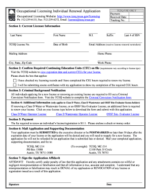 Texas Occupational Licensing Renewal Application