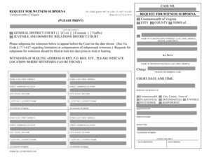 Virginia Witness Subpoena Request