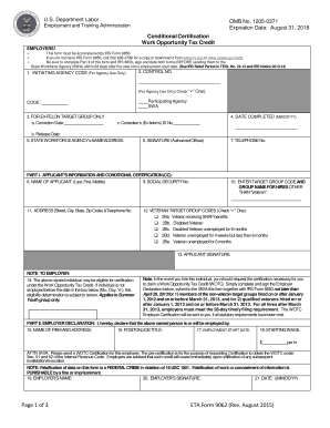 ETA Form 9062 Conditional Certification