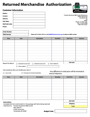 Returned Merchandise Authorization