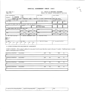 Special Agreement Check Form