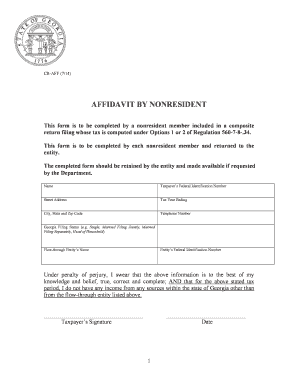 Affidavit by Nonresident