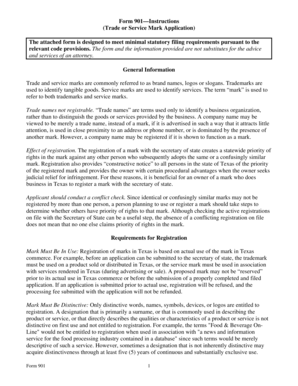 Texas Trade or Service Mark Application Form 901