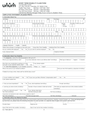 Short Term Disability Claim Form