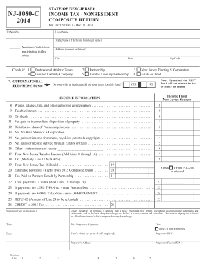 New Jersey Nonresident Income Tax Form NJ-1080-C