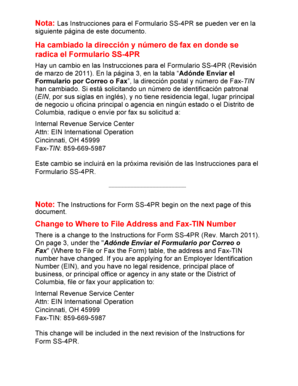 Instrucciones para el Formulario SS-4PR