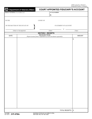Court Appointed Fiduciary's Account Form