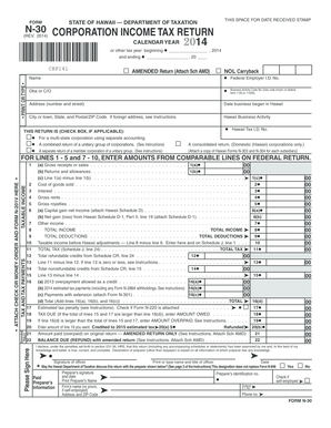 Hawaii Corporation Income Tax Return