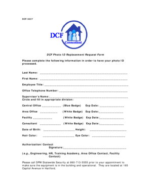 DCF Photo ID Replacement Request Form