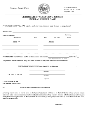New York DBA Certificate of Conducting Business