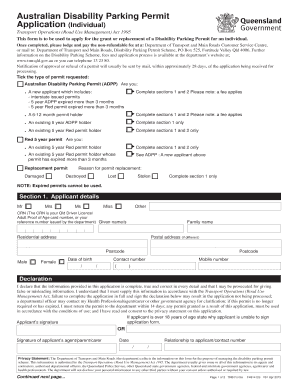 Australian Disability Parking Permit Application