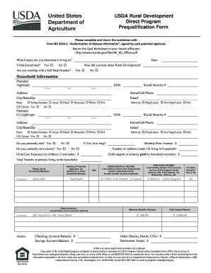 USDA Rural Development Direct Program Prequalification Form