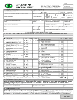 City of Wyoming Electrical Permit Application