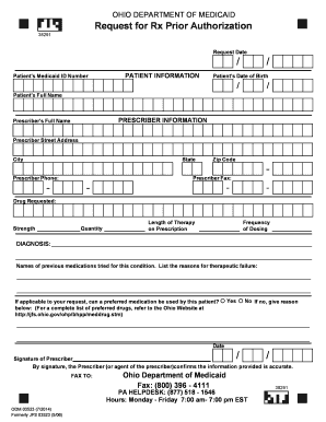 Ohio Medicaid Rx Prior Authorization Request