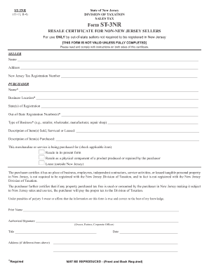 New Jersey Resale Certificate for Non-New Jersey Sellers