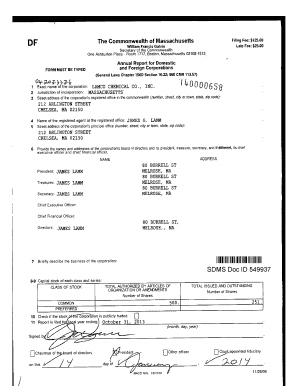 Massachusetts Annual Report for Corporations