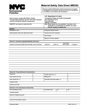 Material Safety Data Sheet (MSDS) Form