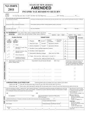 New Jersey Amended Income Tax Return