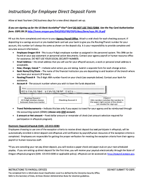 Oregon Employee Direct Deposit Form