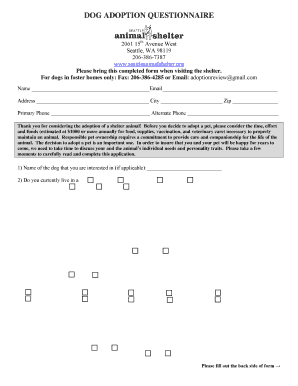 Dog Adoption Questionnaire