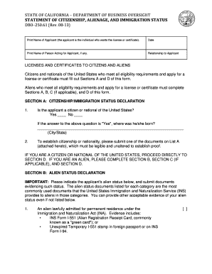 California Citizenship and Immigration Status Form