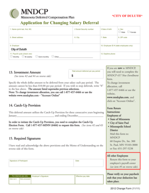 Minnesota Salary Deferral Change Application
