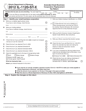 Illinois Amended Small Business Corporation Tax Return
