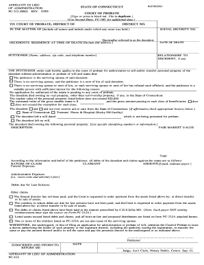 Affidavit in Lieu of Administration