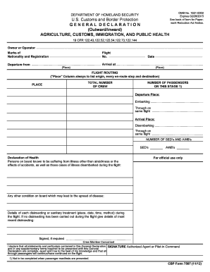 US Customs and Border Protection General Declaration