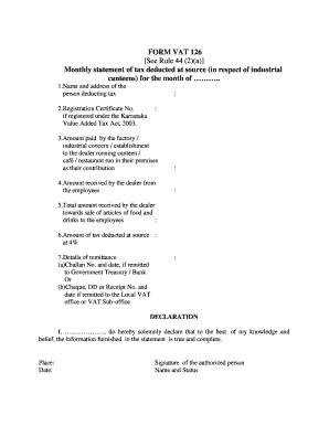 VAT 126 Form
